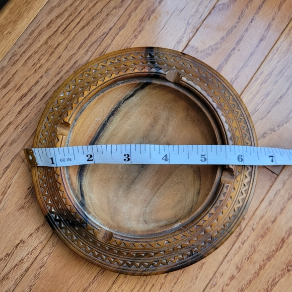 Ornate Wood Carve Trinket Tray Ashtray Home Decor - Picture 7 of 7